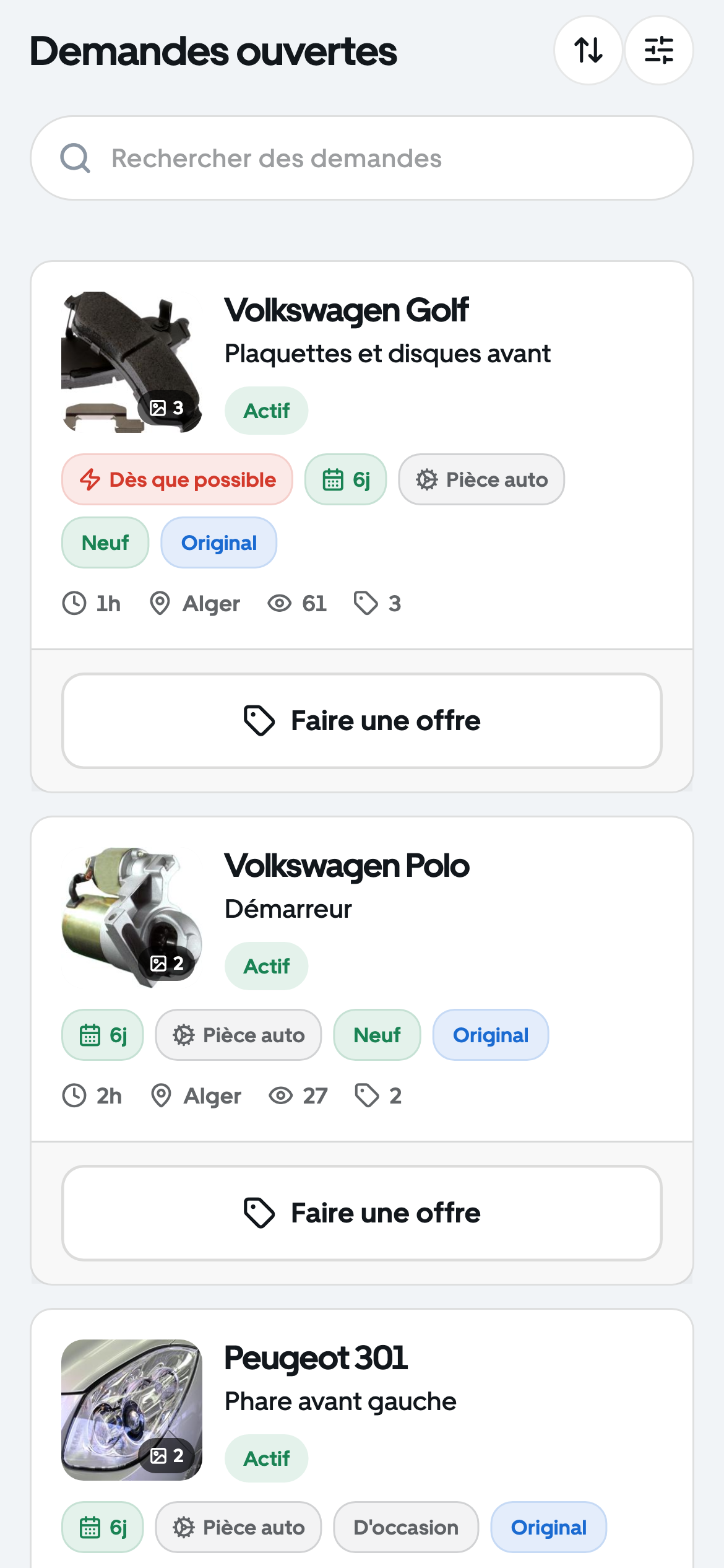 Les demandes ouvertes des acheteurs, prêtes à recevoir une offre